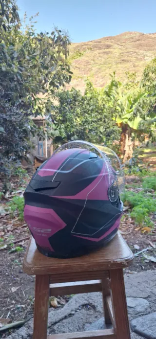 Casco Moto LS2 Rosa y Negro Talla S