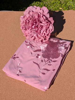 Conjunto Mantoncillo rosa maquill. peonia+pendient