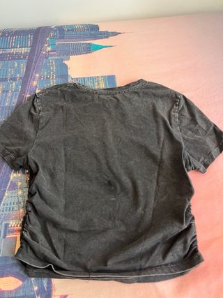 Camiseta Bershka negra corta fruncida S