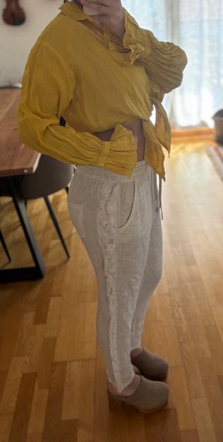 Camisa Zara nudo mangas volante M