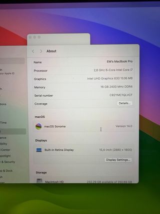 MacBook Pro 15” 2019 i7 16GB RAM 256GB SSD