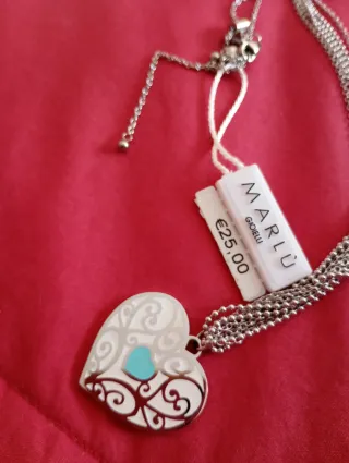 Collana Marlù Cuore Argento e Azzurro