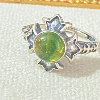 Anillo Turmalina Verde Amarillento Natural