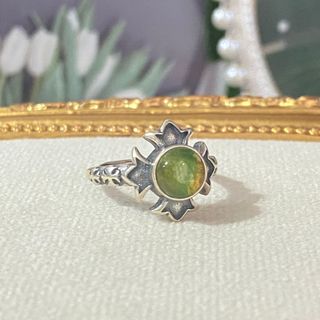 Anillo Turmalina Verde Amarillento Natural