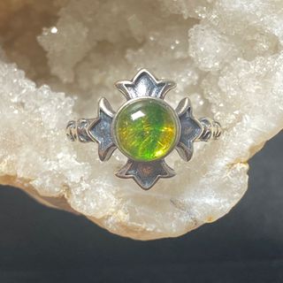 Anillo Turmalina Verde Amarillento Natural