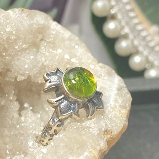 Anillo Turmalina Verde Amarillento Natural