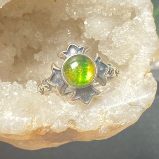 Anillo Turmalina Verde Amarillento Natural