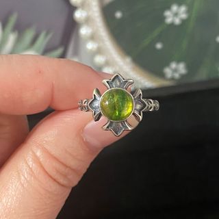 Anillo Turmalina Verde Amarillento Natural