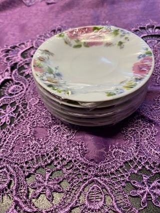 6 piattine porcellana decorata fiori