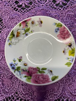 6 piattine porcellana decorata fiori