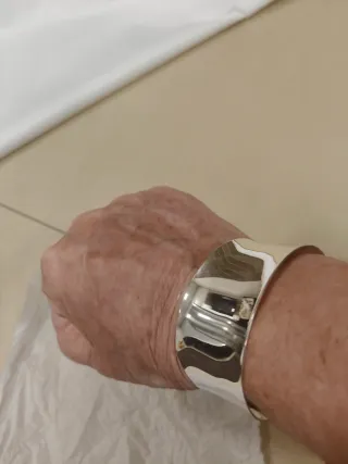 Pulsera ancha plata esterlina nueva ajustable