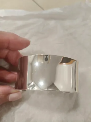 Pulsera ancha plata esterlina nueva ajustable