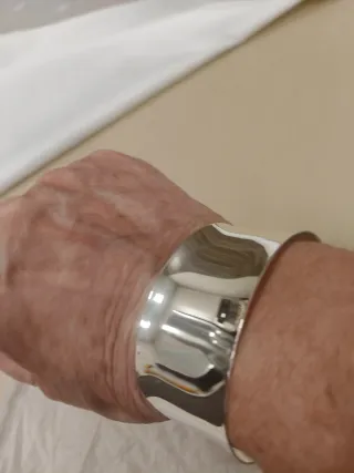 Pulsera ancha plata esterlina nueva ajustable