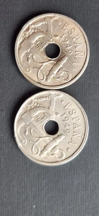Lote 2 monedas 50 céntimos 1949 estrella 56