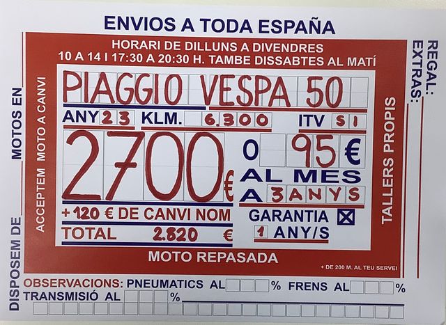 Piaggio Vespa 50 Negra Automática