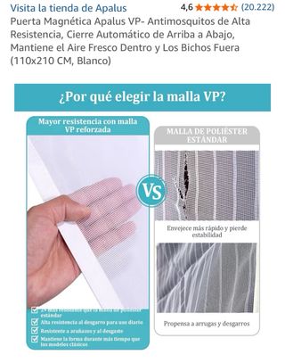 Mosquitera Magnética Apalus VP 110x210cm