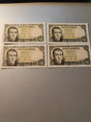 Lote 4 Billetes 5 Pesetas España parejas