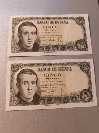 Lote 4 Billetes 5 Pesetas España parejas
