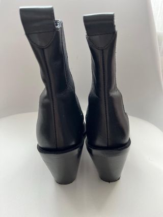 Botines Mango Negros Tacon Bloque Punta Cuadrada