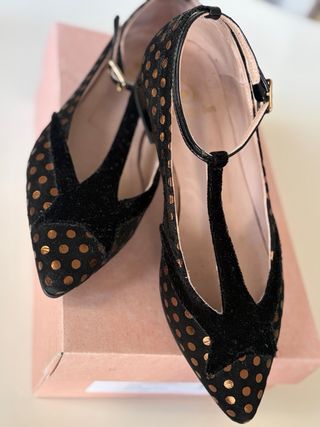 Ángari Zapatos Negro/Dorado Estrella Lunares 37