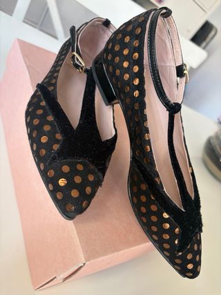Ángari Zapatos Negro/Dorado Estrella Lunares 37