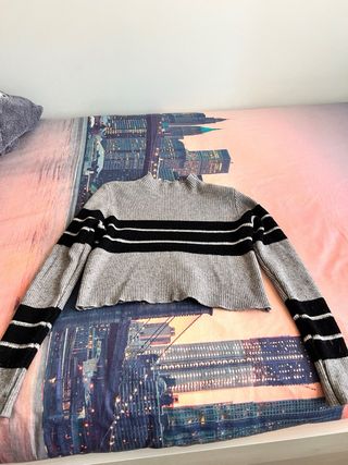 Top invierno pegaro gris y negro