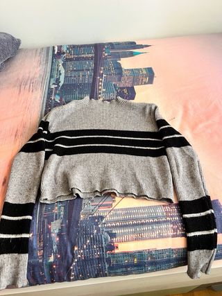 Top invierno pegaro gris y negro