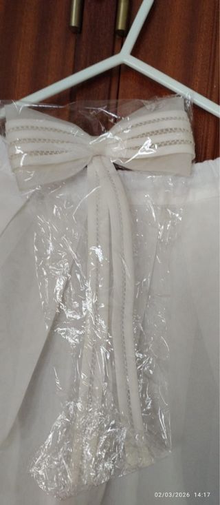 Vestido de Comunión Beige y Blanco