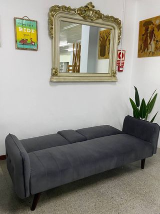 Sofá Cama Gris Terciopelo- envio gratis