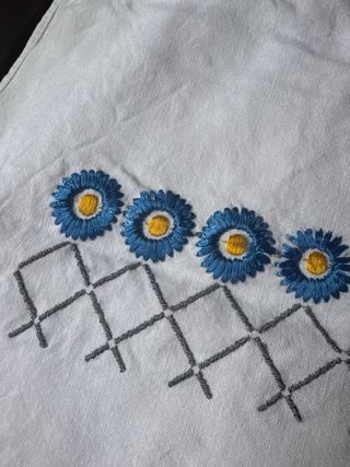 Cortina Algodón Cocina/Baño Bordada