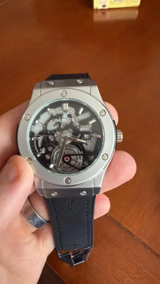 Reloj Hublot Esqueleto Plata y Negro