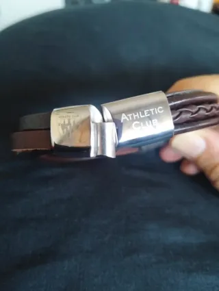 Pulsera Cuero Athletic Bilbao Marrón y Acero