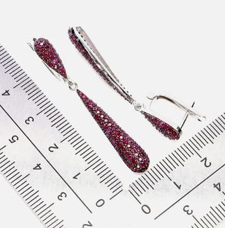 Pendientes Plata Mujer Rubíes Naturales