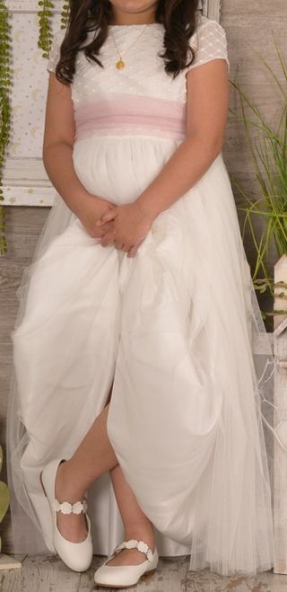 Vestido Comunión Niña Blanco y Rosa El Corte Inglé