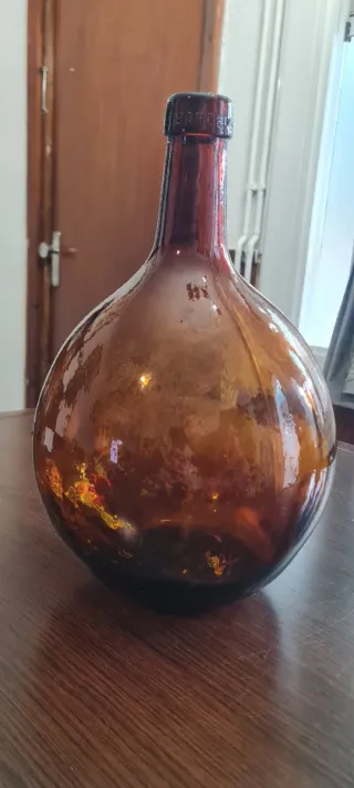 Damajuana Vidrio Ámbar Soplado"Barcelona"Vintage.