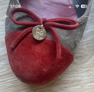 Bailarinas Carolina Herrera Gris y Rojo