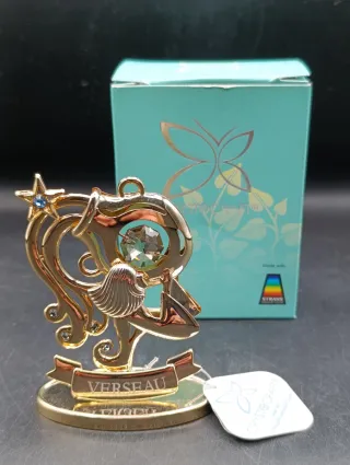 Figura Acuario Swarovski y Metal Dorado