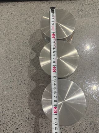 3 botes cocina vidrio y metal