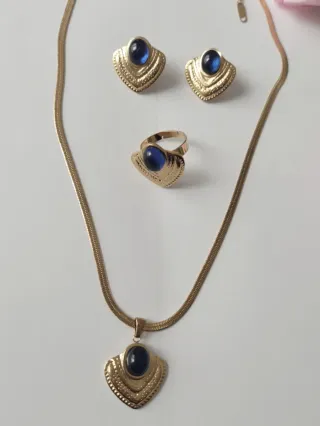 Conjunto Joyas Azul y Dorado