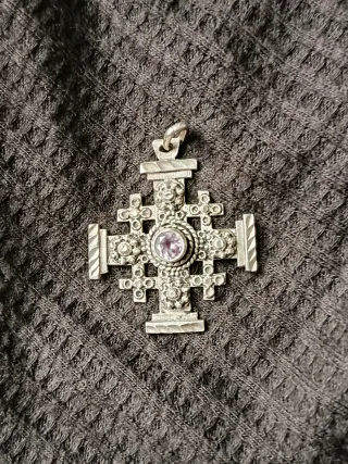 Colgante Cruz Jerusalén Plata Amatista