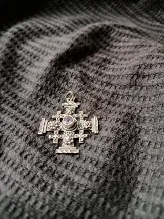 Colgante Cruz Jerusalén Plata Amatista