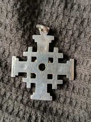 Colgante Cruz Jerusalén Plata Amatista