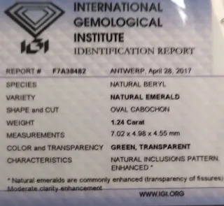 Smeraldo Naturale Ovale 1.24 Ct