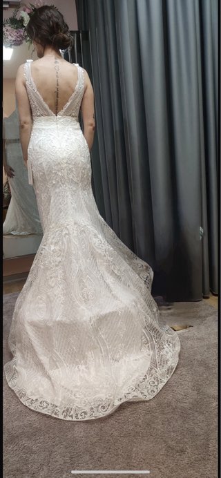 Vestido de Novia Blanco Encaje color blanco roto.