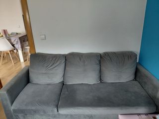 Sofá 3 plazas gris tela