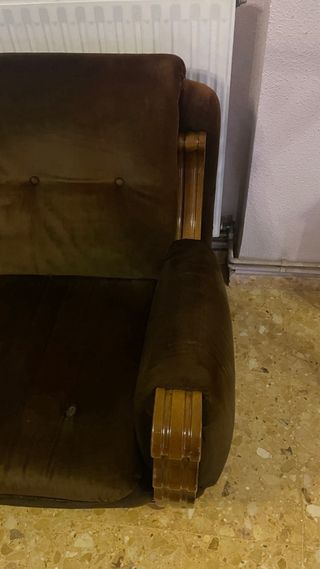 Sofá 3 plazas terciopelo marrón
