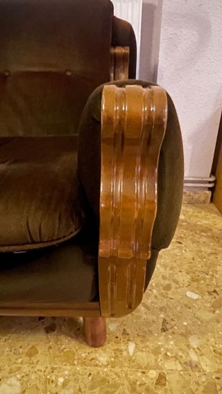 Sofá 3 plazas terciopelo marrón