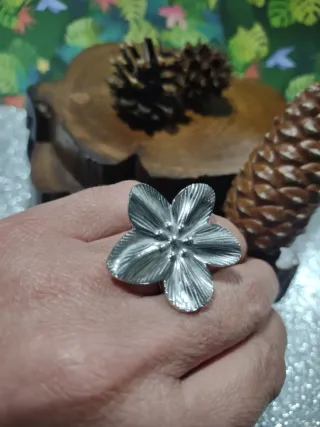 Anillo Acero Flor