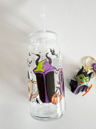 Pack Vaso cristal y Llavero Villanas Disney