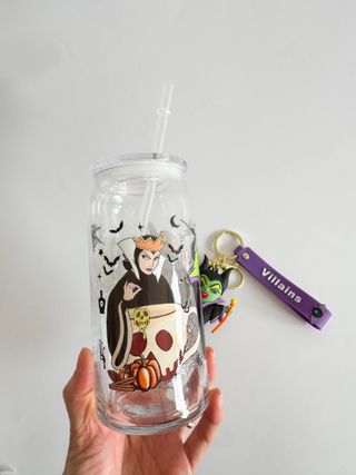 Pack Vaso cristal y Llavero Villanas Disney